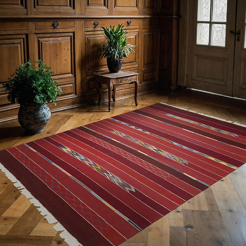 New Handwoven Turkish Kilim Rug - 5' 11" x 8'  (71" x 96") - K0064408