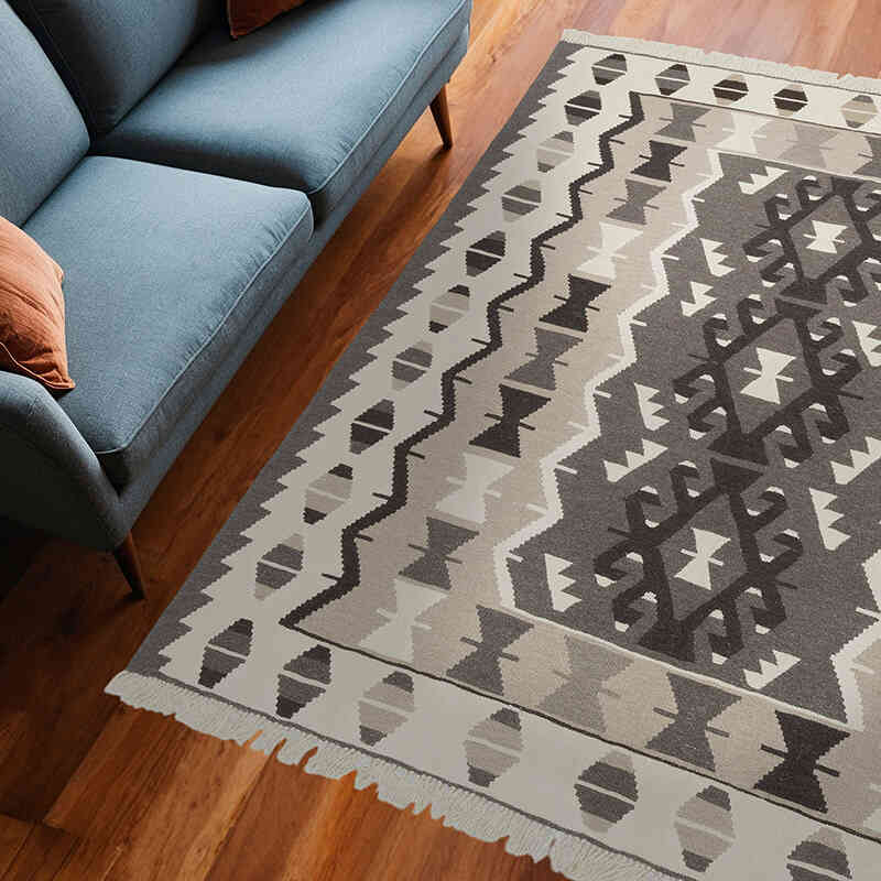 New Handwoven Turkish Kilim Rug - 6'  x 7' 5" (72" x 89") - K0064412