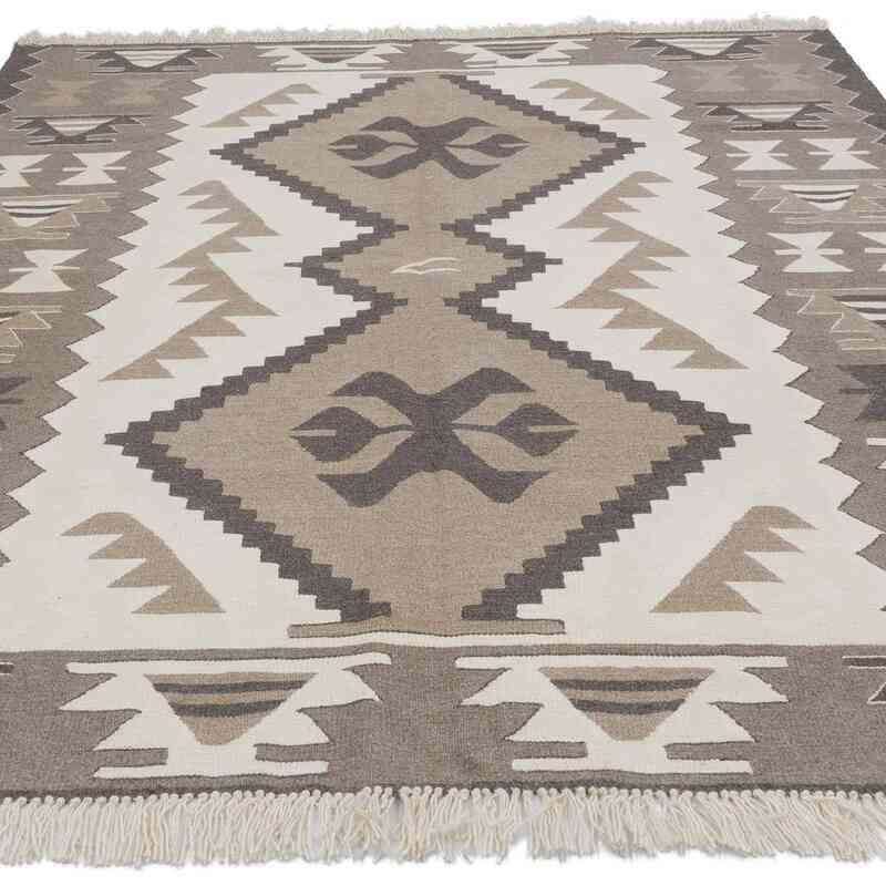 New Handwoven Turkish Kilim Rug - 5' 11" x 7' 3" (71" x 87") - K0064422