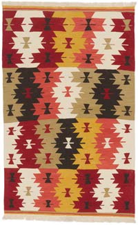 New Handwoven Turkish Kilim Rug - 3' 11" x 6' 2" (47" x 74")