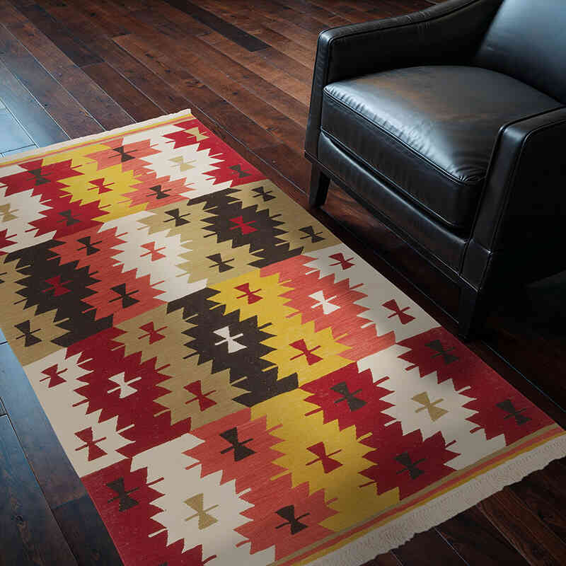 New Handwoven Turkish Kilim Rug - 3' 11" x 6' 2" (47" x 74") - K0064425