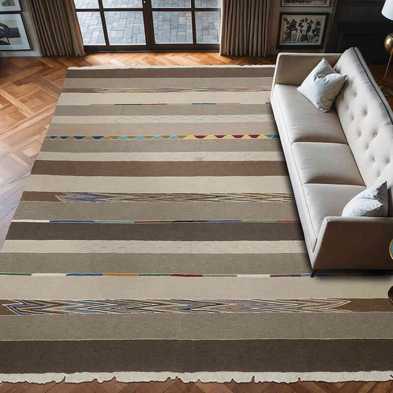 New Handwoven Turkish Kilim Rug - 9' 11" x 12' 7" (119" x 151") - K0064434