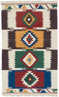 New Handwoven Turkish Kilim Rug - 3' 11" x 6' 4" (47" x 76")