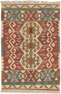 New Handwoven Turkish Kilim Rug - 3'  x 4' 5" (36" x 53")