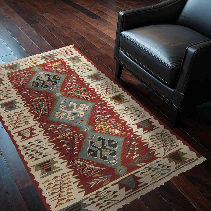 New Handwoven Turkish Kilim Rug - 3' 11" x 5' 7" (47" x 67") - K0064455
