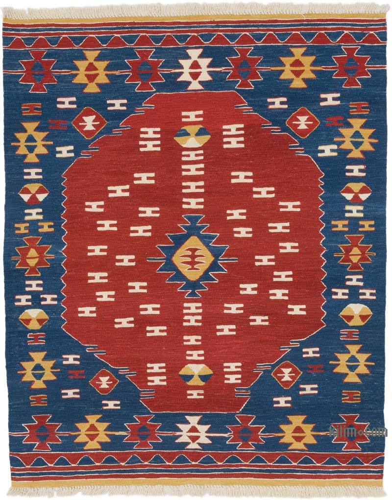 New Handwoven Turkish Kilim Rug - 4' 6" x 5' 7" (54" x 67") - K0064458