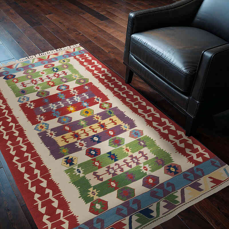Nueva Alfombra Turca Kilim - 122 cm x 181 cm - K0064467
