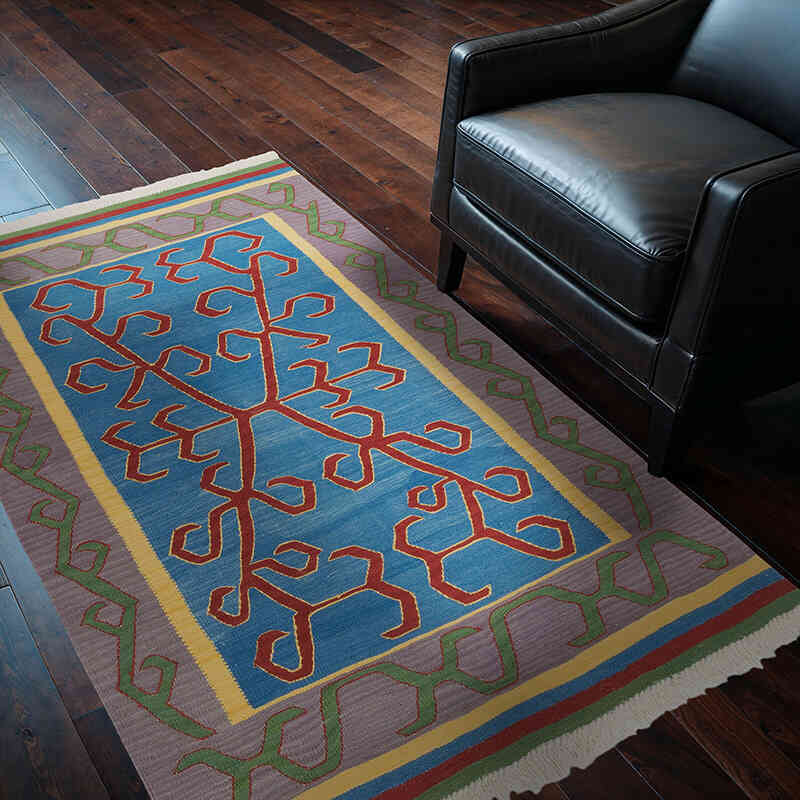 New Handwoven Turkish Kilim Rug - 3' 10" x 5' 10" (46" x 70") - K0064470