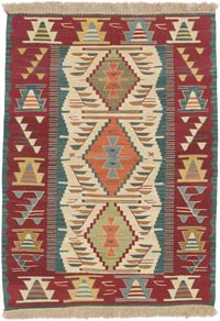 New Handwoven Turkish Kilim Rug - 3' 5" x 4' 9" (41" x 57")