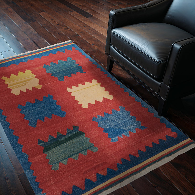 New Handwoven Turkish Kilim Rug - 4' 2" x 5' 7" (50" x 67") - K0064477
