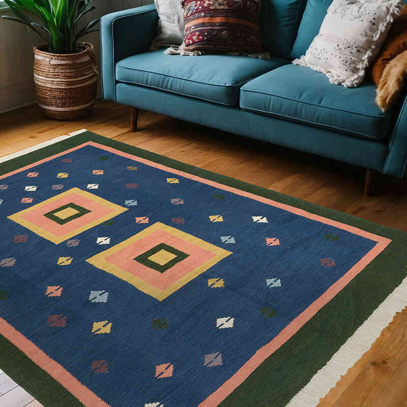 New Handwoven Turkish Kilim Rug - 5' 2" x 6' 11" (62" x 83") - K0064480