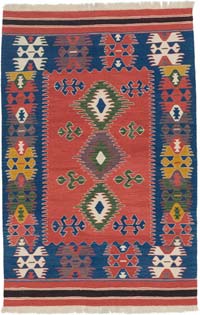 New Handwoven Turkish Kilim Rug - 4' 1" x 6' 3" (49" x 75")