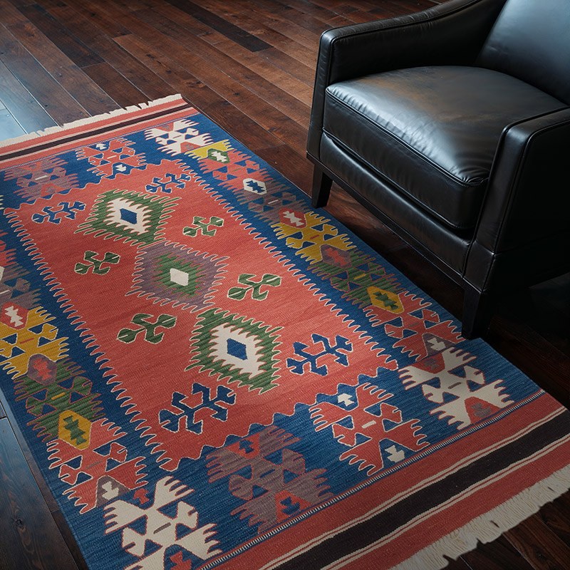 New Handwoven Turkish Kilim Rug - 4' 1" x 6' 3" (49" x 75") - K0064481
