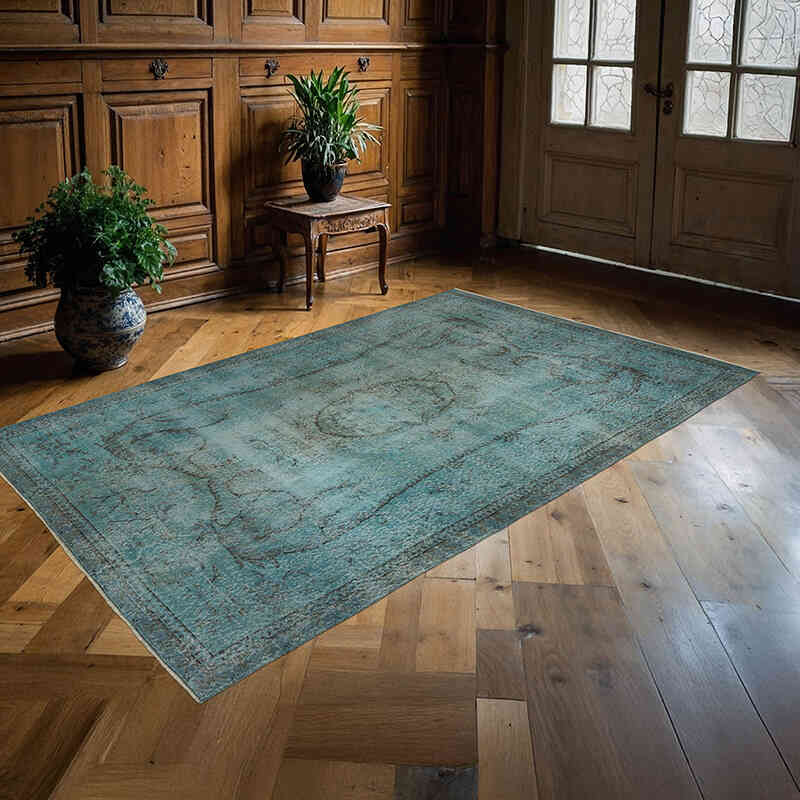 Over-dyed Vintage Hand-Knotted Turkish Rug - 5' 3" x 8' 7" (63" x 103") - K0064494
