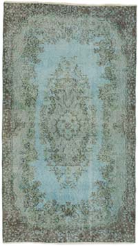 Boyalı El Dokuma Vintage Halı - 118 cm x 209 cm