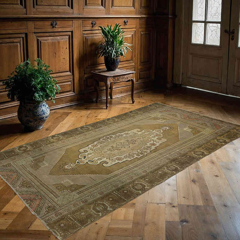 Alfombra Vintage Turca Anudada a Mano - 145 cm x 260 cm - K0064528