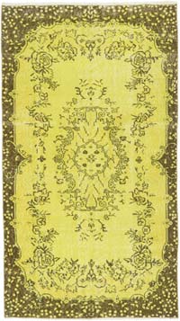 Boyalı El Dokuma Vintage Halı - 119 cm x 210 cm