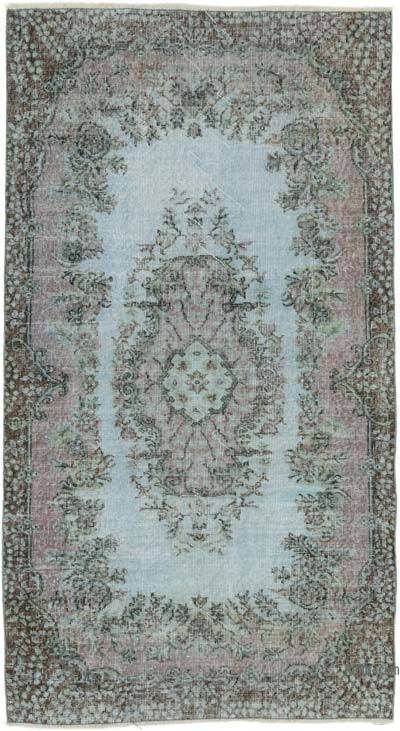 Boyalı El Dokuma Vintage Halı - 116 cm x 211 cm