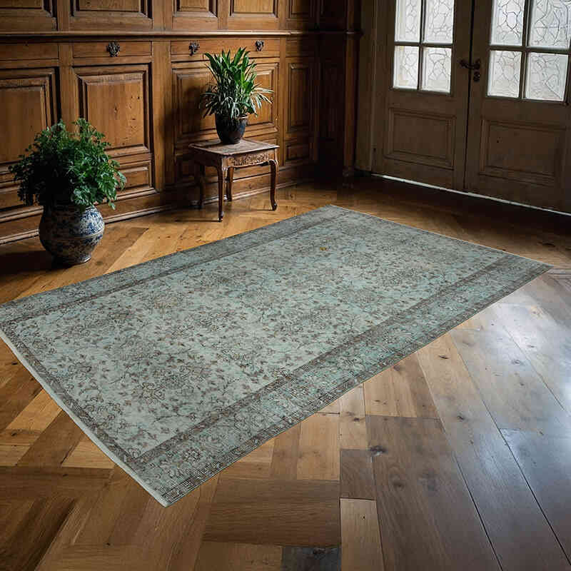 Over-dyed Vintage Hand-Knotted Turkish Rug - 5' 7" x 8' 8" (67" x 104") - K0064604