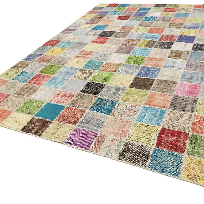Patchwork Hand-Knotted Turkish Rug - 8' 6" x 11' 3" (102" x 135") - K0064634