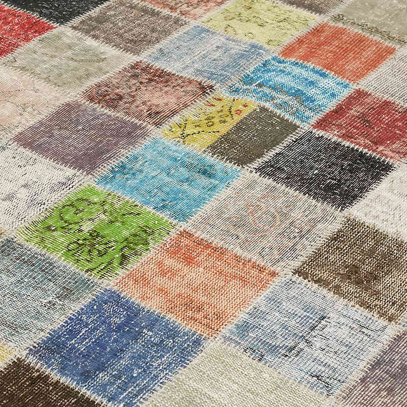 Patchwork Hand-Knotted Turkish Rug - 8' 6" x 11' 3" (102" x 135") - K0064634
