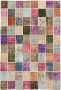 Patchwork Hand-Knotted Turkish Rug - 8' 2" x 11' 9" (98" x 141")