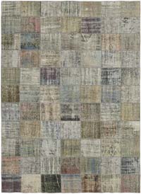 Patchwork Hand-Knotted Turkish Rug - 8' 2" x 11'  (98" x 132")