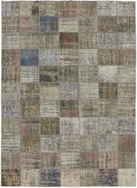 Patchwork Hand-Knotted Turkish Rug - 8' 2" x 11' 1" (98" x 133")