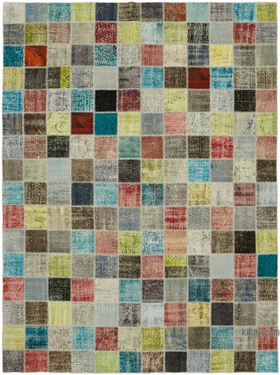 Patchwork Hand-Knotted Turkish Rug - 8' 6" x 11' 3" (102 in. x 135 in.)