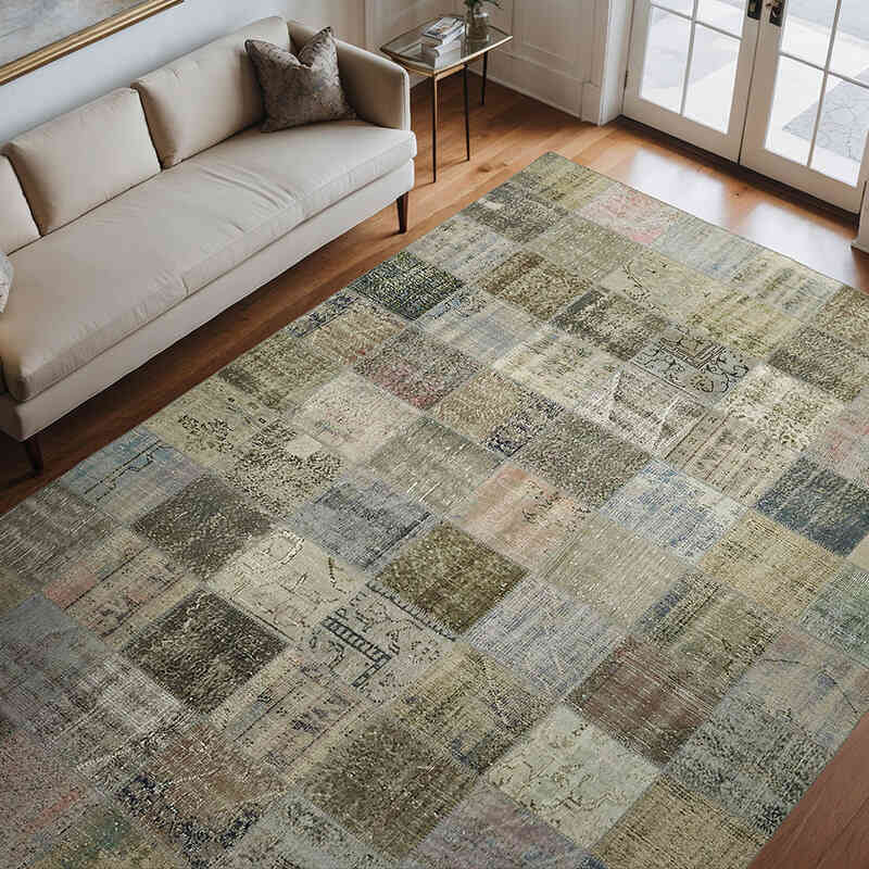 Patchwork Hand-Knotted Turkish Rug - 8' 2" x 11' 2" (98" x 134") - K0064672