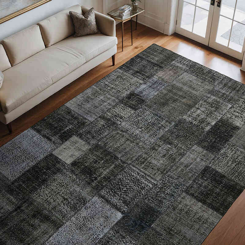 Patchwork Hand-Knotted Turkish Rug - 8' 2" x 11' 6" (98" x 138") - K0064680
