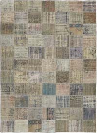 Patchwork Hand-Knotted Turkish Rug - 8' 3" x 11' 2" (99" x 134")