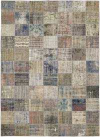 Patchwork Hand-Knotted Turkish Rug - 8' 2" x 11' 2" (98" x 134")