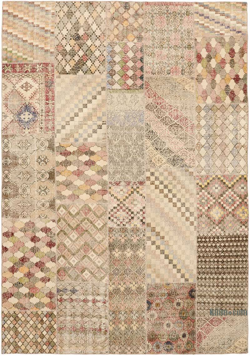 Patchwork Hand-Knotted Turkish Rug - 8' 2" x 11' 6" (98" x 138") - K0064691