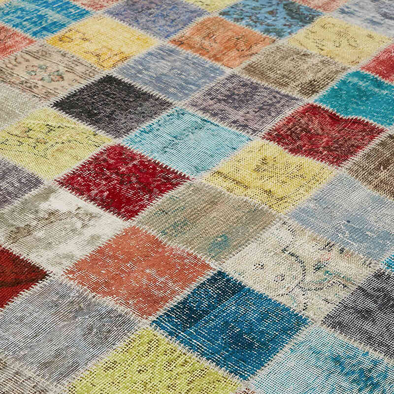 Patchwork Hand-Knotted Turkish Rug - 9' 10" x 13' 5" (118" x 161") - K0064701