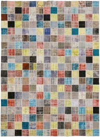 Patchwork Hand-Knotted Turkish Rug - 9' 10" x 13' 5" (118" x 161")