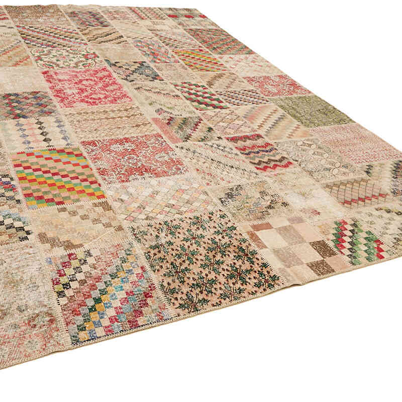 Patchwork Hand-Knotted Turkish Rug - 9' 10" x 13' 1" (118" x 157") - K0064740