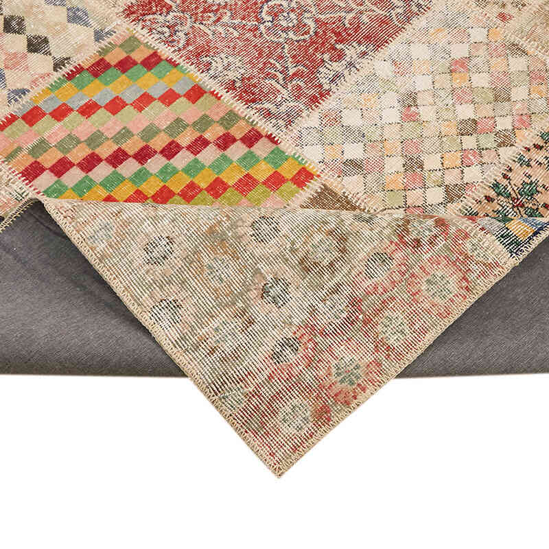 Patchwork Hand-Knotted Turkish Rug - 9' 10" x 13' 1" (118" x 157") - K0064740