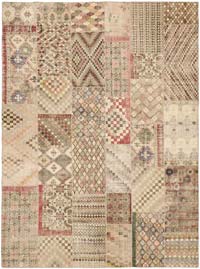 Patchwork Hand-Knotted Turkish Rug - 9' 10" x 13' 1" (118" x 157")