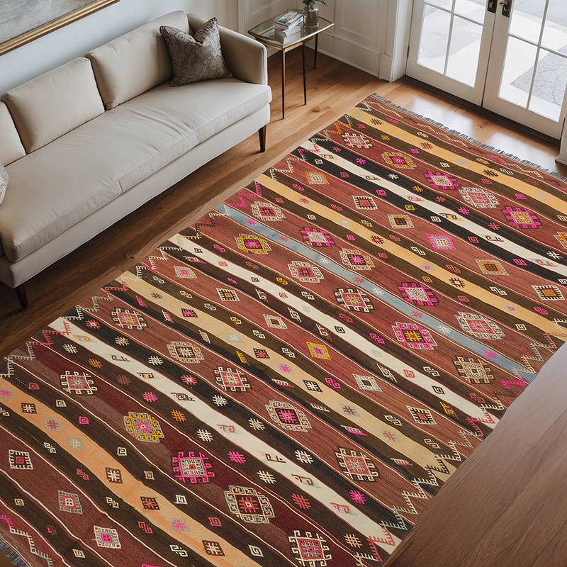 Vintage Anatolian Kilim Rug - 6' 7" x 10' 10" (79" x 130") - K0064804
