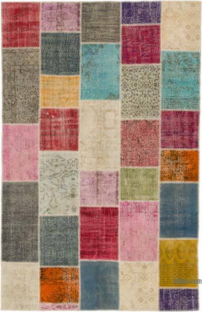Patchwork Hand-Knotted Turkish Rug - 6' 5" x 10'  (77 in. x 120 in.)