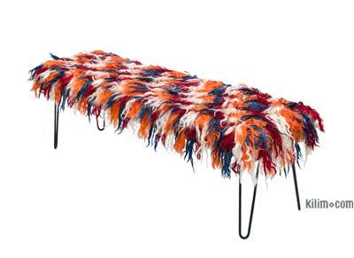 Mohair Bench with Hairpin Legs