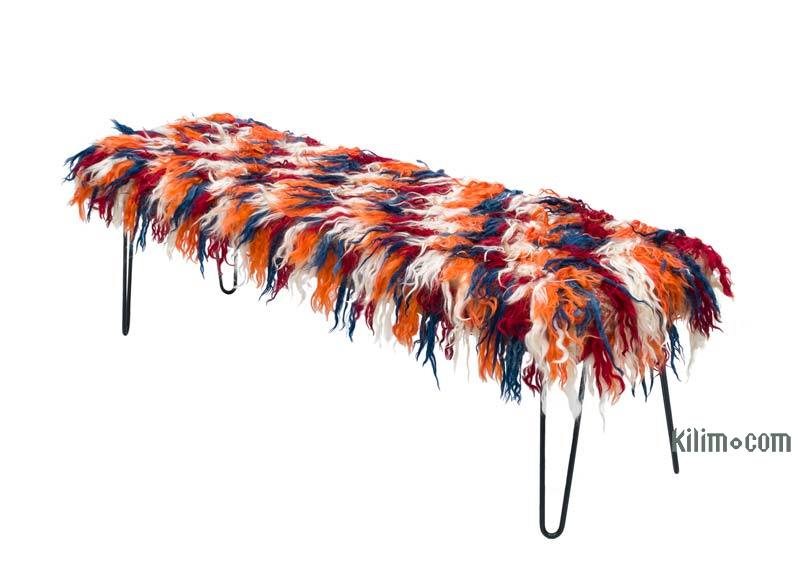 Mohair Bench with Hairpin Legs - K0065073