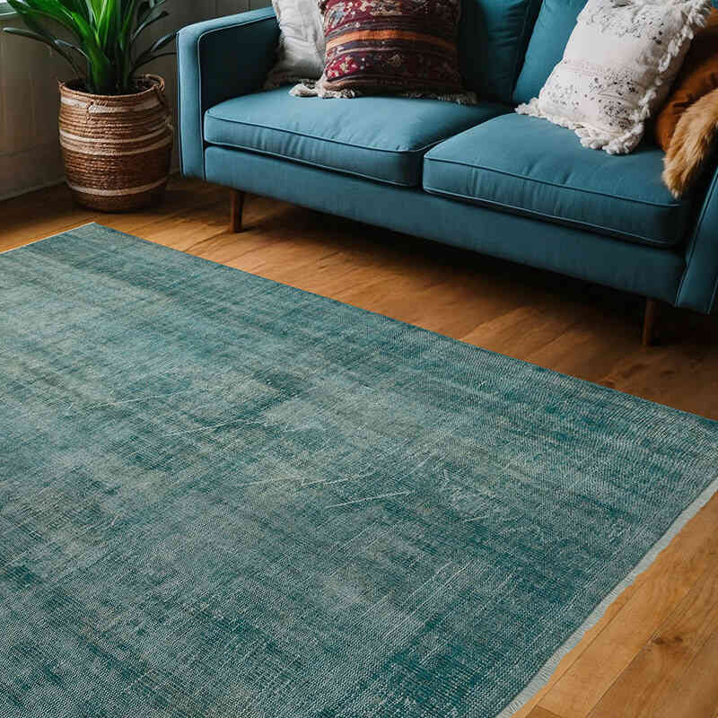 Over-dyed Vintage Hand-Knotted Turkish Rug - 6' 3" x 7' 3" (75" x 87") - K0065075
