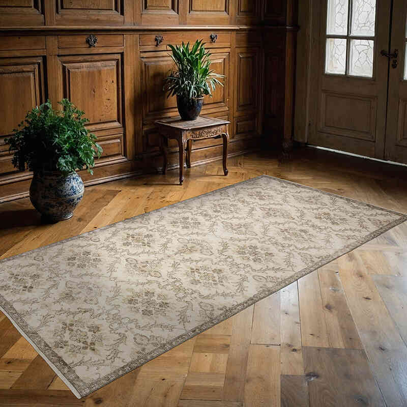 Alfombra Vintage Turca Anudada a Mano - 122 cm x 241 cm - K0065089