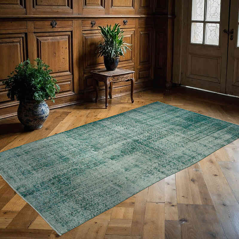 Over-dyed Vintage Hand-Knotted Turkish Rug - 4' 2" x 7' 5" (50" x 89") - K0065093