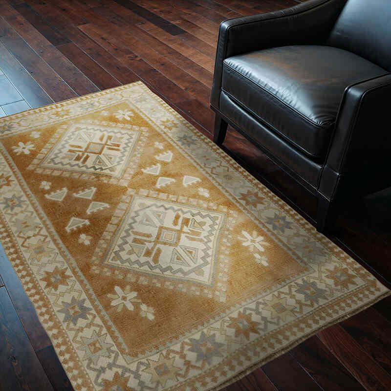 Alfombra Vintage Turca Anudada a Mano - 128 cm x 172 cm - K0065128