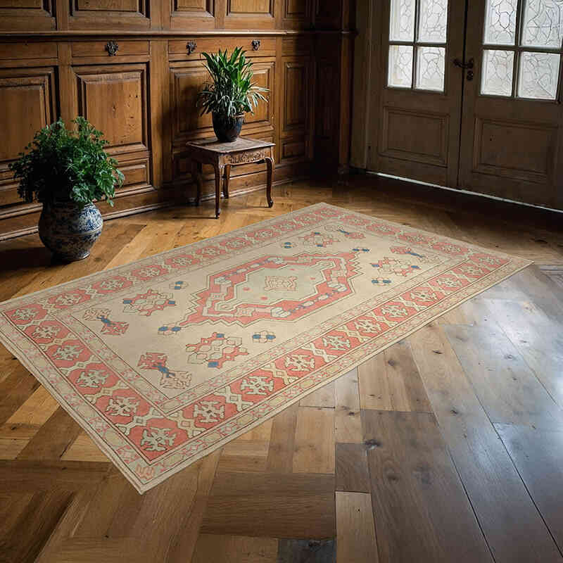 Vintage Turkish Hand-Knotted Rug - 4' 7" x 7' 5" (55" x 89") - K0065129