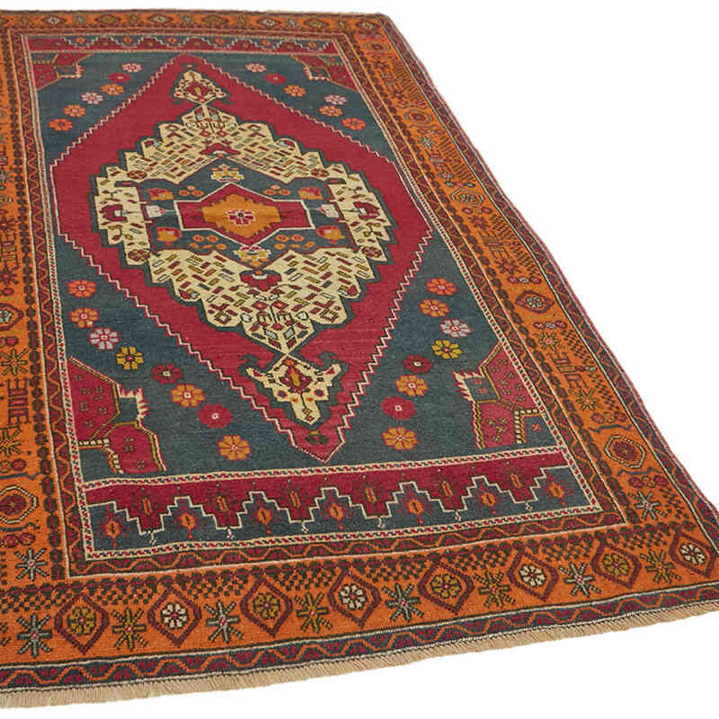 Alfombra Vintage Turca Anudada a Mano - 131 cm x 222 cm - K0065145