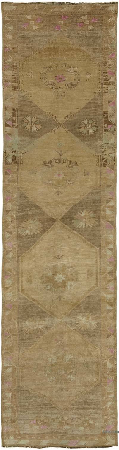 Vintage Turkish Hand-Knotted Runner - 3' 1" x 11' 4" (37 in. x 136 in.)